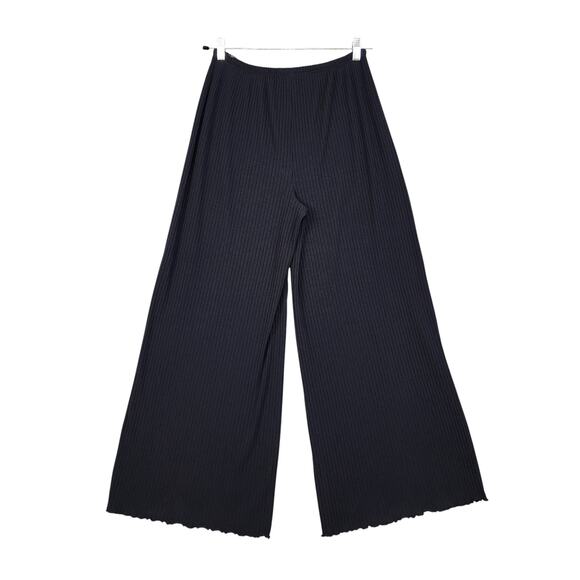 Savage X Fenty Womens Thicc Rib Wide-Leg Pant Size‎ Medium Black Caviar Lounge - Picture 4 of 10